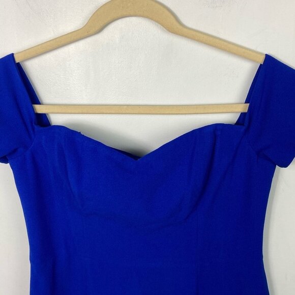 NEW Dress The Population Bailey Dress Electric Blue Size XXL Midi Off Sheath - Picture 7 of 12